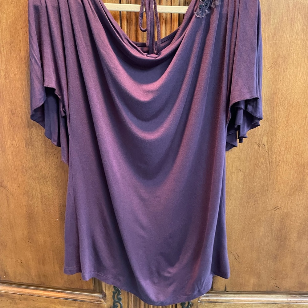 Cache Purple Blouse With Bead Work Size Xl - image 2